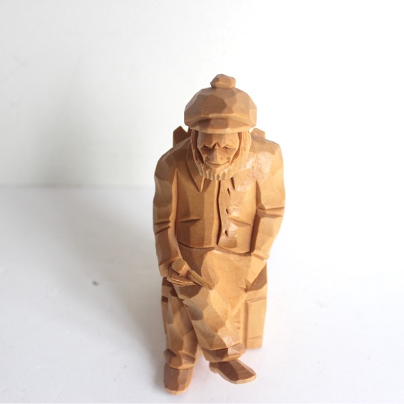 Vintage D. Daigle Signed Québec Hand Carved Wood Man, French Canadian Folk Art - Picture 3 of 7